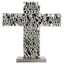 Cruce cu stativ "Tatal Nostru", argintiu, 25 cm x 24 cm